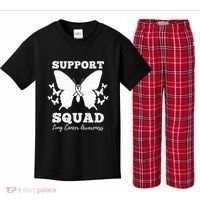 Support Squad Lung Cancer Awareness Kids Plaid Pajama Set thumb 0