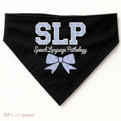 SLP Speech Language Pathology Floral Coquette Blue Bow USA-Made Doggie Bandana
