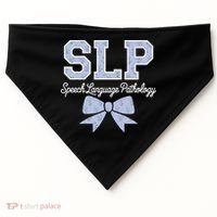 SLP Speech Language Pathology Floral Coquette Blue Bow USA-Made Doggie Bandana thumb 0
