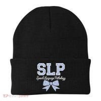 SLP Speech Language Pathology Floral Coquette Blue Bow Beanie thumb 0