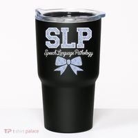 SLP Speech Language Pathology Floral Coquette Blue Bow Tumbler thumb 0