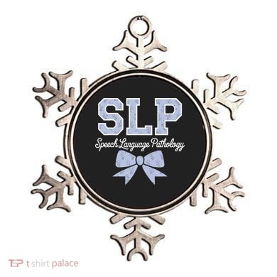 SLP Speech Language Pathology Floral Coquette Blue Bow Ornament