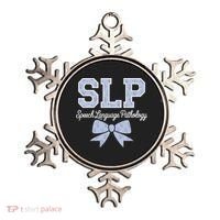SLP Speech Language Pathology Floral Coquette Blue Bow Ornament thumb 0