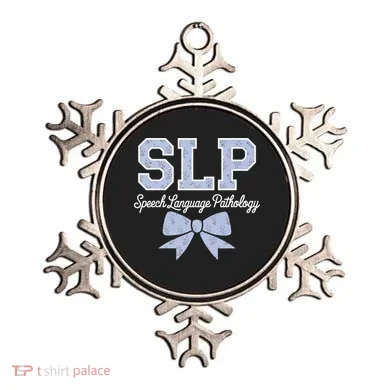 SLP Speech Language Pathology Floral Coquette Blue Bow Ornament