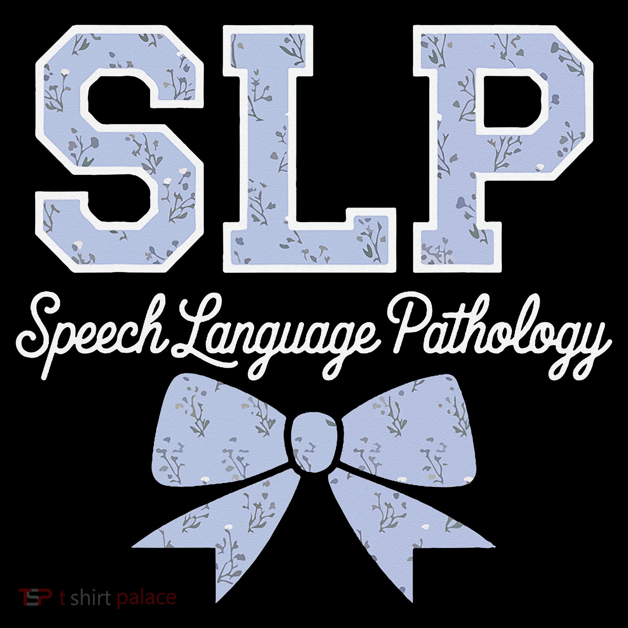 SLP Speech Language Pathology Floral Coquette Blue Bow Ornament