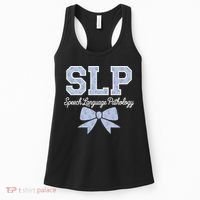 SLP Speech Language Pathology Floral Coquette Blue Bow Women's Tank Top thumb 0