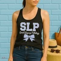 SLP Speech Language Pathology Floral Coquette Blue Bow Women's Tank Top thumb 2