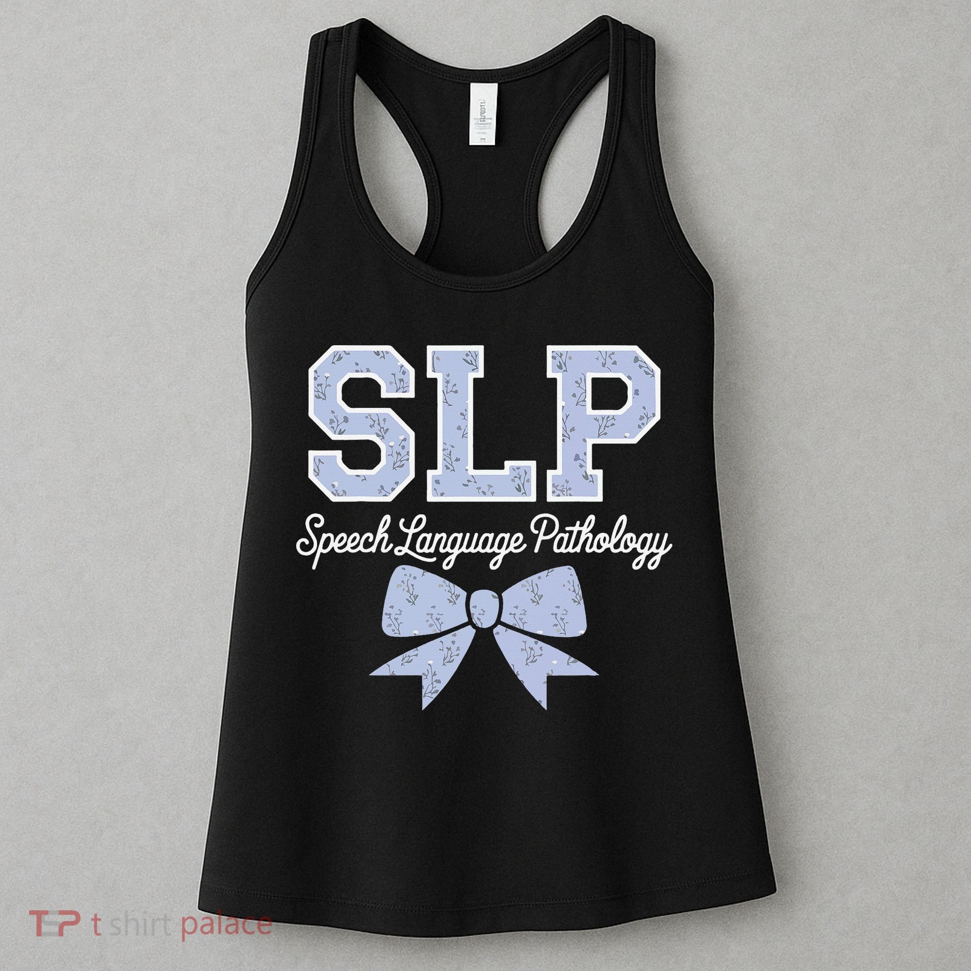 SLP Speech Language Pathology Floral Coquette Blue Bow Women's Tank Top