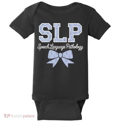 SLP Speech Language Pathology Floral Coquette Blue Bow Baby Bodysuit