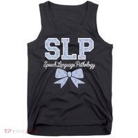 SLP Speech Language Pathology Floral Coquette Blue Bow Tank Top thumb 0