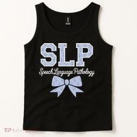 SLP Speech Language Pathology Floral Coquette Blue Bow Tank Top thumb 2