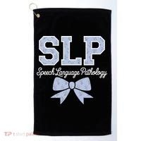 SLP Speech Language Pathology Floral Coquette Blue Bow Golf Towel thumb 0