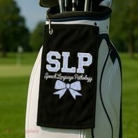 SLP Speech Language Pathology Floral Coquette Blue Bow Golf Towel thumb 2