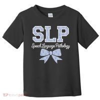 SLP Speech Language Pathology Floral Coquette Blue Bow Toddler T-Shirt thumb 0