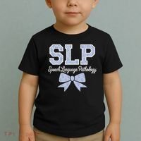 SLP Speech Language Pathology Floral Coquette Blue Bow Toddler T-Shirt thumb 2