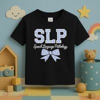 SLP Speech Language Pathology Floral Coquette Blue Bow Toddler T-Shirt thumb 3