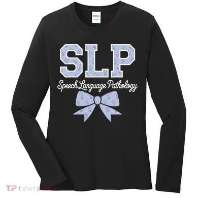 SLP Speech Language Pathology Floral Coquette Blue Bow Women's Long Sleeve Shirt