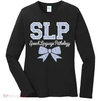 SLP Speech Language Pathology Floral Coquette Blue Bow Women's Long Sleeve Shirt thumb 0