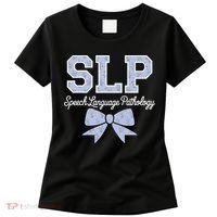 SLP Speech Language Pathology Floral Coquette Blue Bow Women's T-Shirt thumb 0