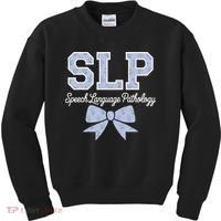 SLP Speech Language Pathology Floral Coquette Blue Bow Kids Sweatshirt thumb 0