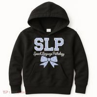 SLP Speech Language Pathology Floral Coquette Blue Bow Kids Hoodie thumb 0