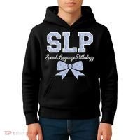 SLP Speech Language Pathology Floral Coquette Blue Bow Kids Hoodie thumb 4