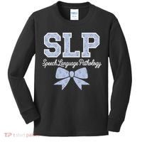 SLP Speech Language Pathology Floral Coquette Blue Bow Kids Long Sleeve Shirt thumb 0