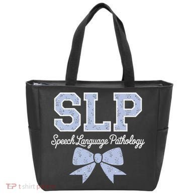 SLP Speech Language Pathology Floral Coquette Blue Bow Tote Bag