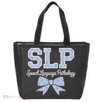 SLP Speech Language Pathology Floral Coquette Blue Bow Tote Bag thumb 0