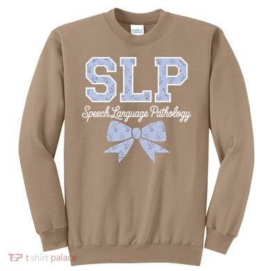 SLP Speech Language Pathology Floral Coquette Blue Bow Sweatshirt