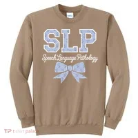 SLP Speech Language Pathology Floral Coquette Blue Bow Sweatshirt thumb 0