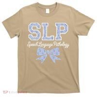 SLP Speech Language Pathology Floral Coquette Blue Bow T-Shirt thumb 0
