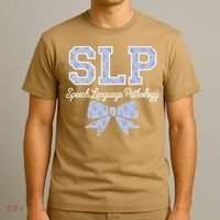 SLP Speech Language Pathology Floral Coquette Blue Bow T-Shirt thumb 3