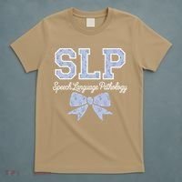 SLP Speech Language Pathology Floral Coquette Blue Bow T-Shirt thumb 5