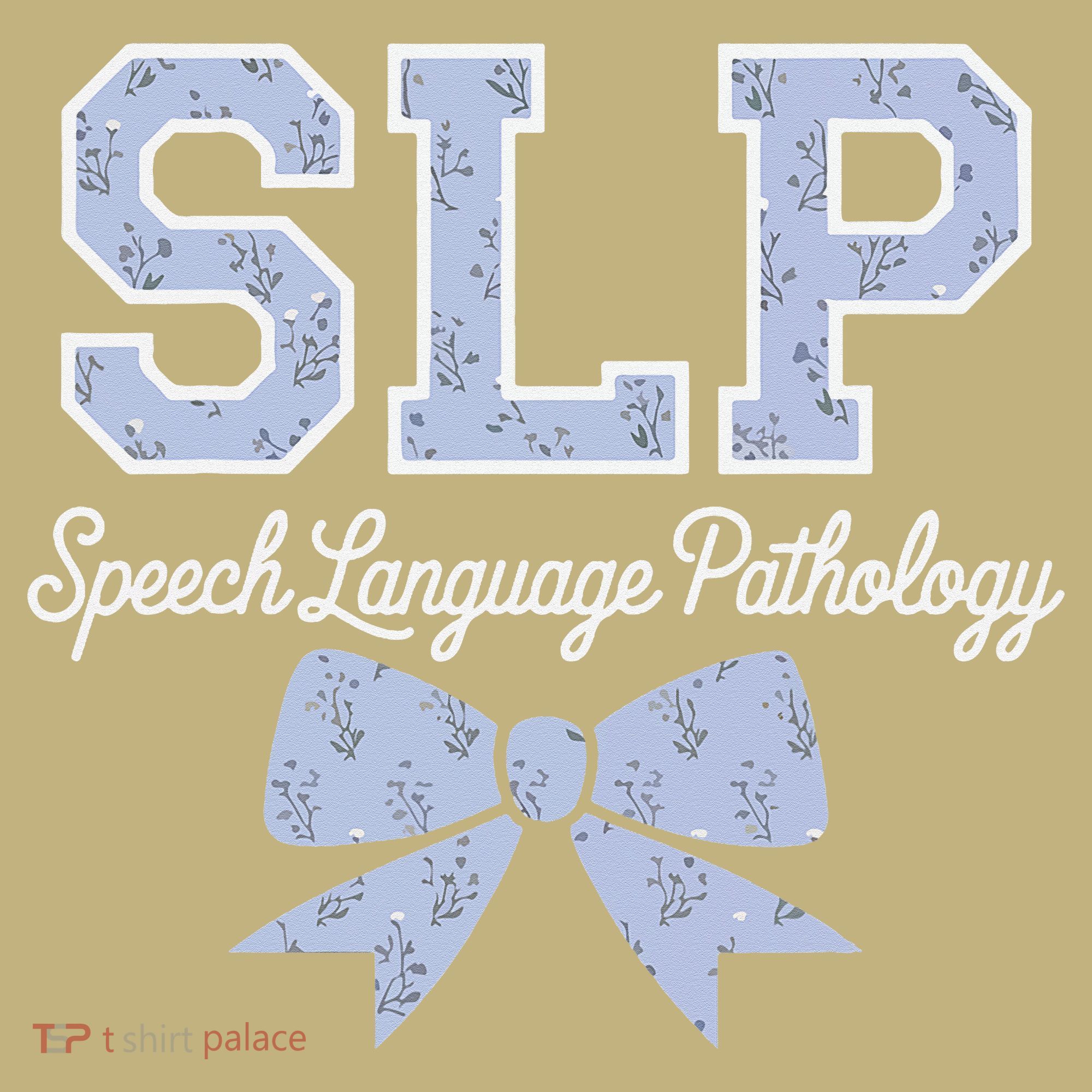 SLP Speech Language Pathology Floral Coquette Blue Bow Polo
