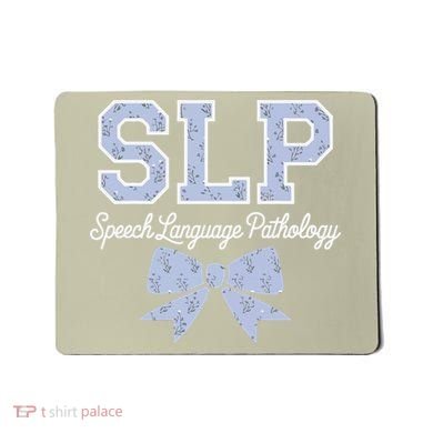 SLP Speech Language Pathology Floral Coquette Blue Bow Mousepad