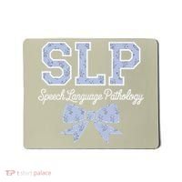 SLP Speech Language Pathology Floral Coquette Blue Bow Mousepad thumb 0