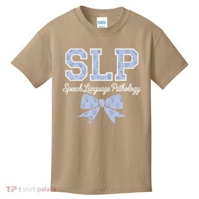 SLP Speech Language Pathology Floral Coquette Blue Bow Kids T-Shirt