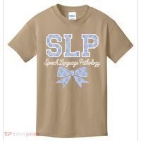 SLP Speech Language Pathology Floral Coquette Blue Bow Kids T-Shirt thumb 0