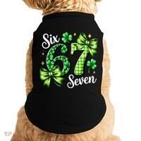 Six Seven Lucky Numbers Shamrock 67 St Patricks Day Doggie Tank thumb 0