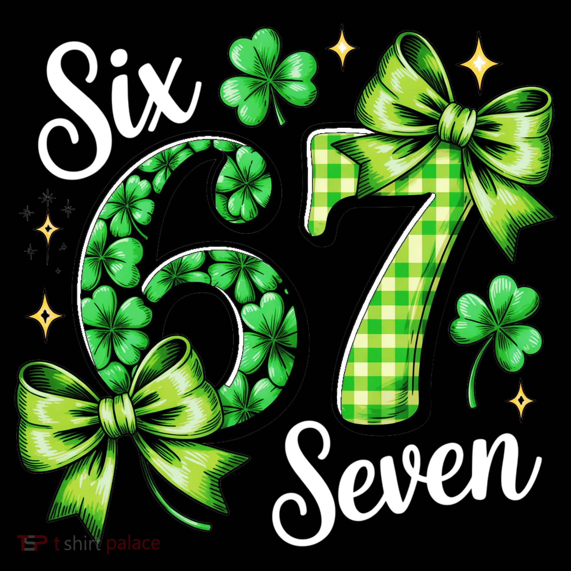 Six Seven Lucky Numbers Shamrock 67 St Patricks Day Doggie Tank