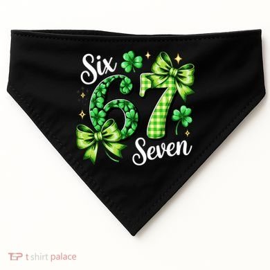 Six Seven Lucky Numbers Shamrock 67 St Patricks Day USA-Made Doggie Bandana