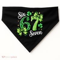 Six Seven Lucky Numbers Shamrock 67 St Patricks Day USA-Made Doggie Bandana thumb 0