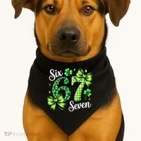 Six Seven Lucky Numbers Shamrock 67 St Patricks Day USA-Made Doggie Bandana thumb 1