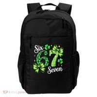 Six Seven Lucky Numbers Shamrock 67 St Patricks Day Backpack thumb 0