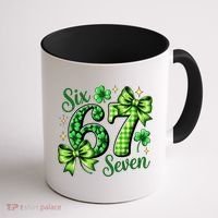 Six Seven Lucky Numbers Shamrock 67 St Patricks Day Coffee Mug thumb 1