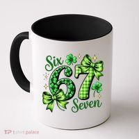 Six Seven Lucky Numbers Shamrock 67 St Patricks Day Coffee Mug thumb 0