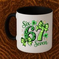 Six Seven Lucky Numbers Shamrock 67 St Patricks Day Coffee Mug thumb 2