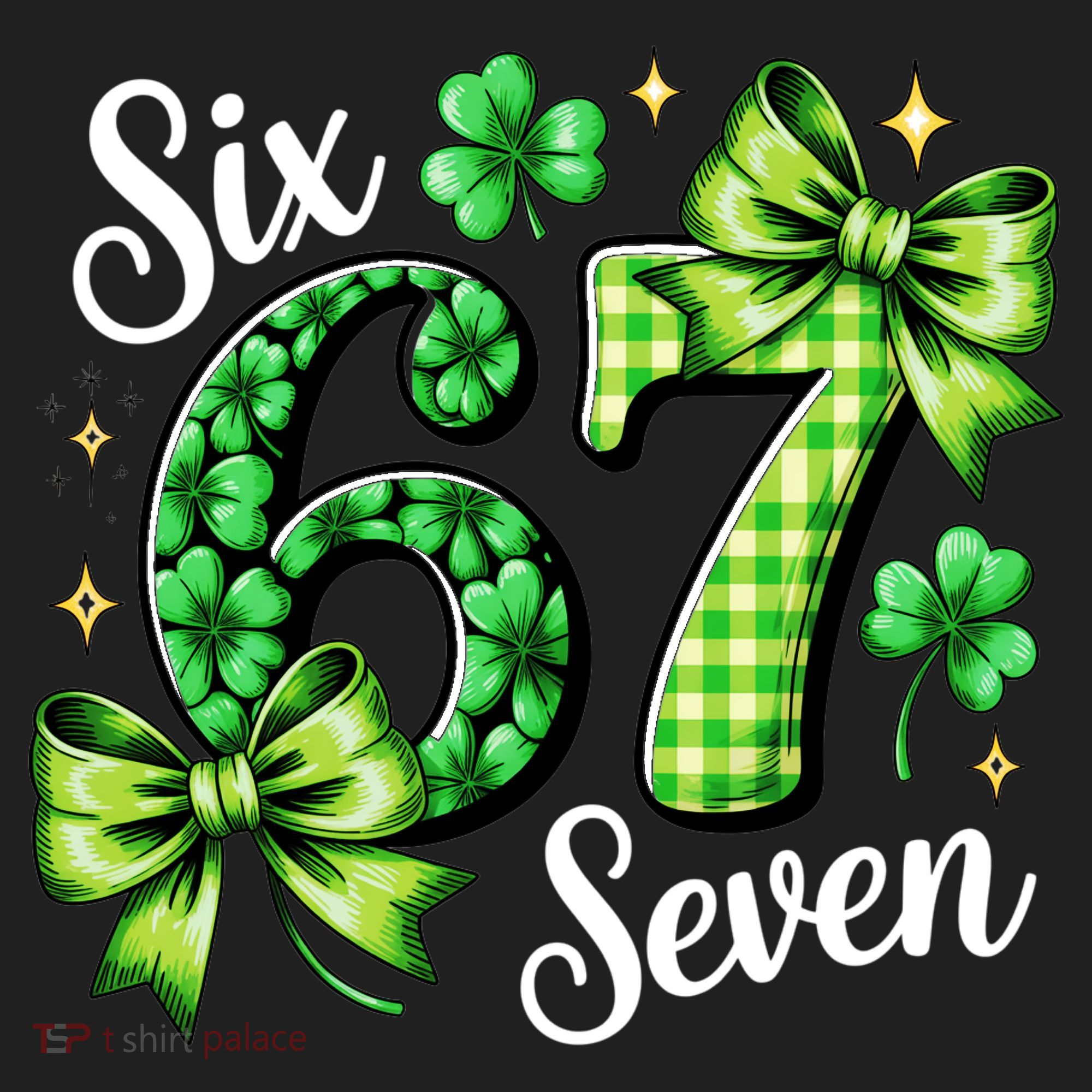 Six Seven Lucky Numbers Shamrock 67 St Patricks Day Beanie