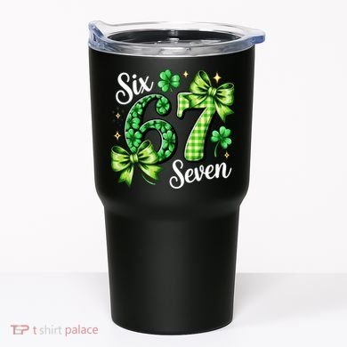 Six Seven Lucky Numbers Shamrock 67 St Patricks Day Tumbler